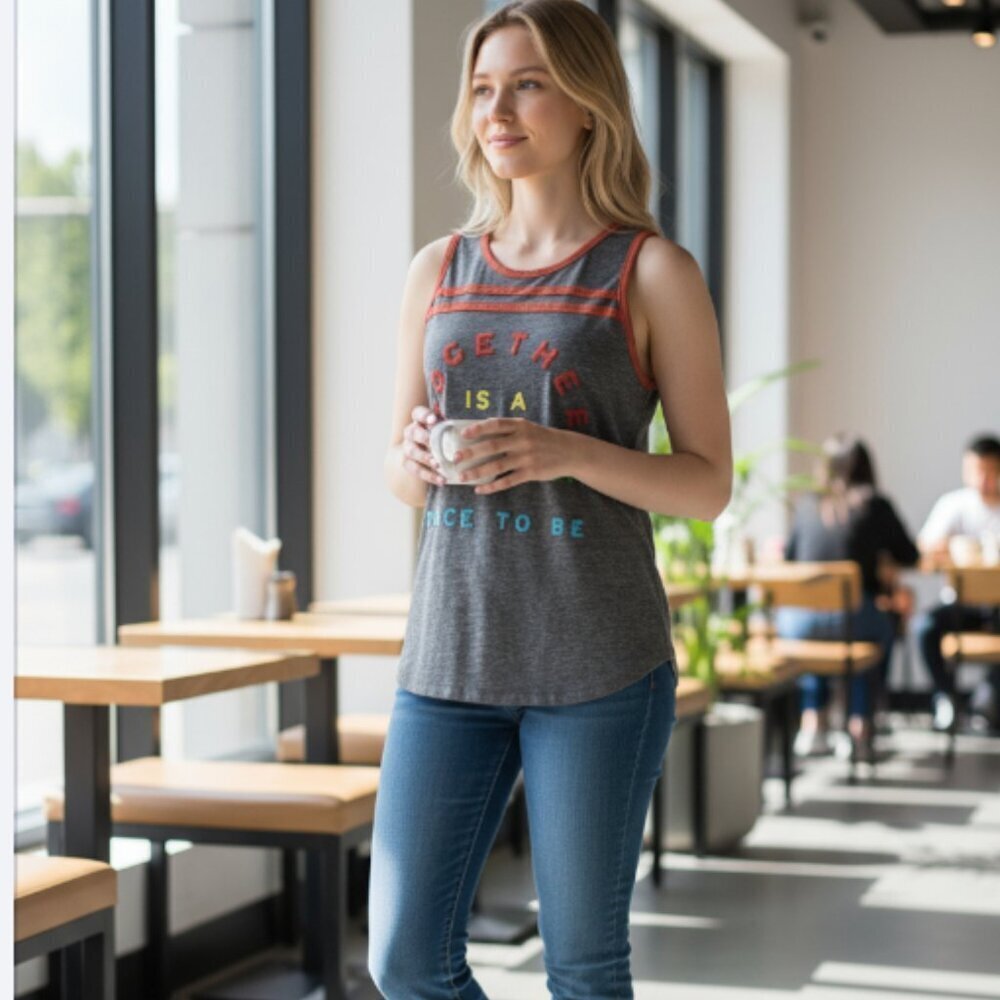 Zoe + Liv Burnout Tank Top Tee Racerback Together